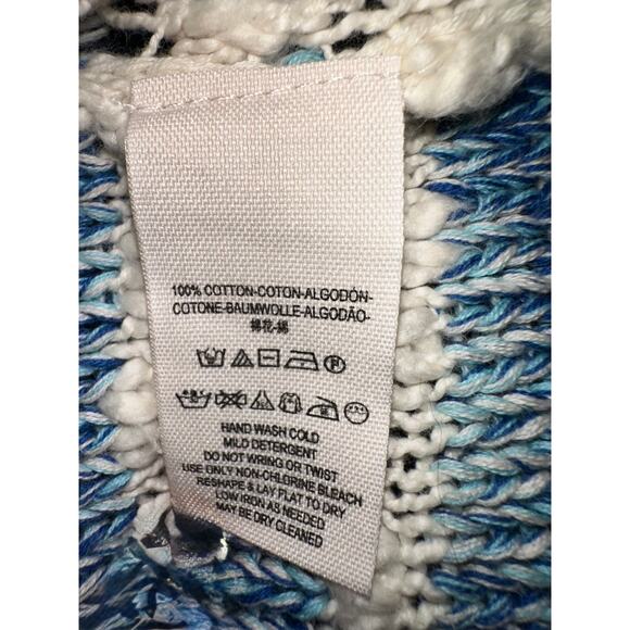 FREE PEOPLE FRENCH CREEK COTTON SLUB KNIT STRIPED SWEATER W/ CROCHET SIDES S - Picture 7 of 11